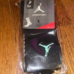 Jordan Legacy Crew Basketball Sock Black Teal Jordan - NEW - Men’s LARGE